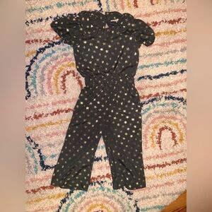 Crewcuts Black and Gold Jumpsuit with Elegant Polka Dots